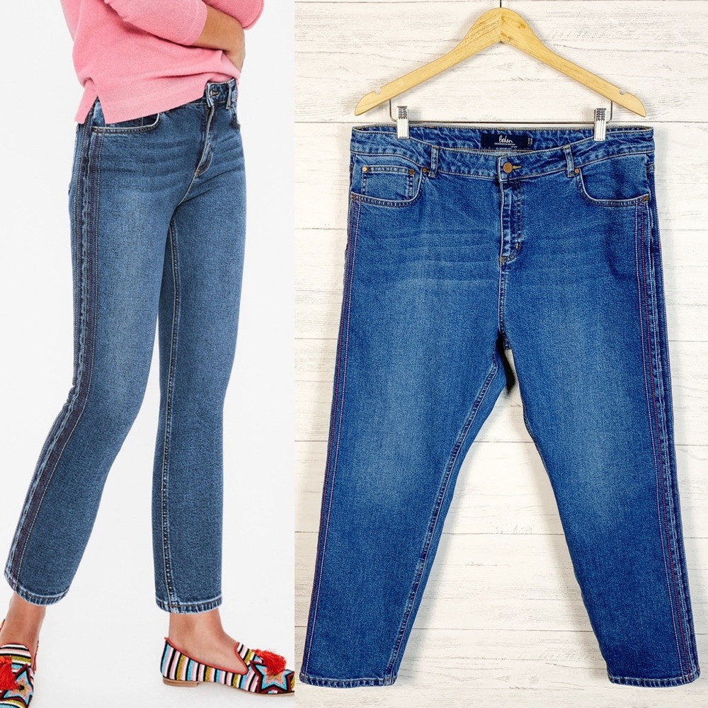 Boden Cambridge Embroidered Women's Jeans with Side Stripe